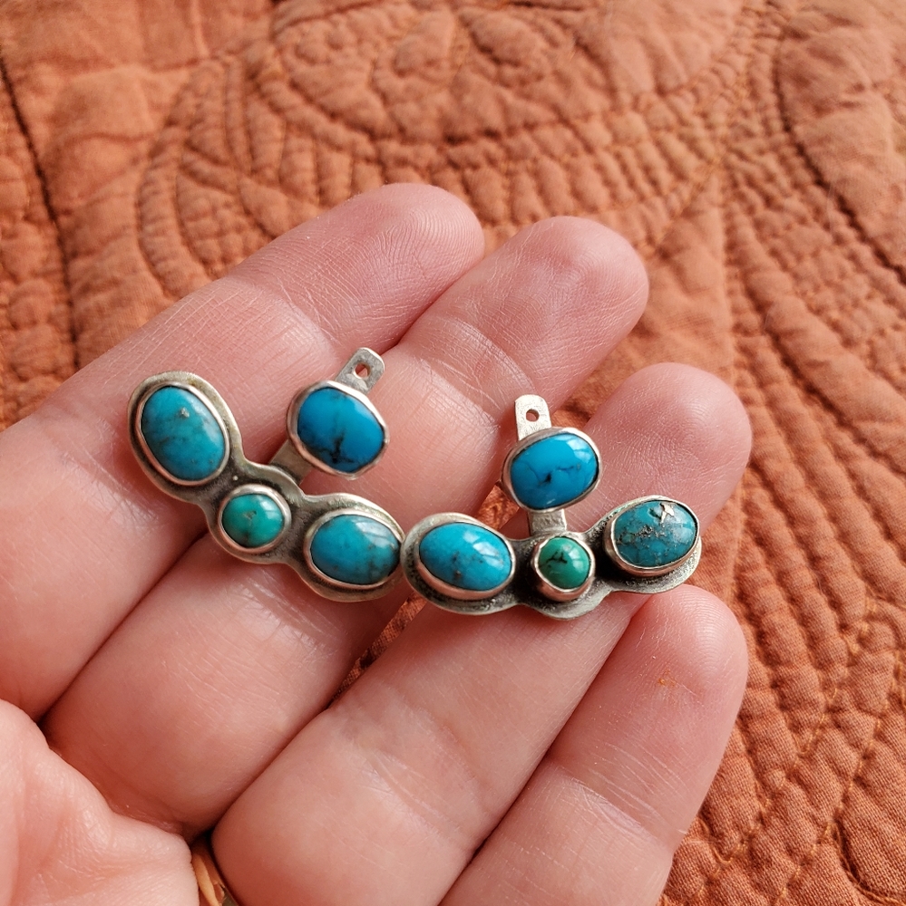 Sterling Silver Turquoise Ear Jackets / Earrings